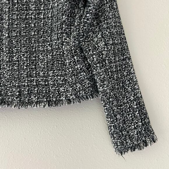 Adrienne Vittadini tweed raw edge open blazer pockets academia preppy fall S - Picture 11 of 16